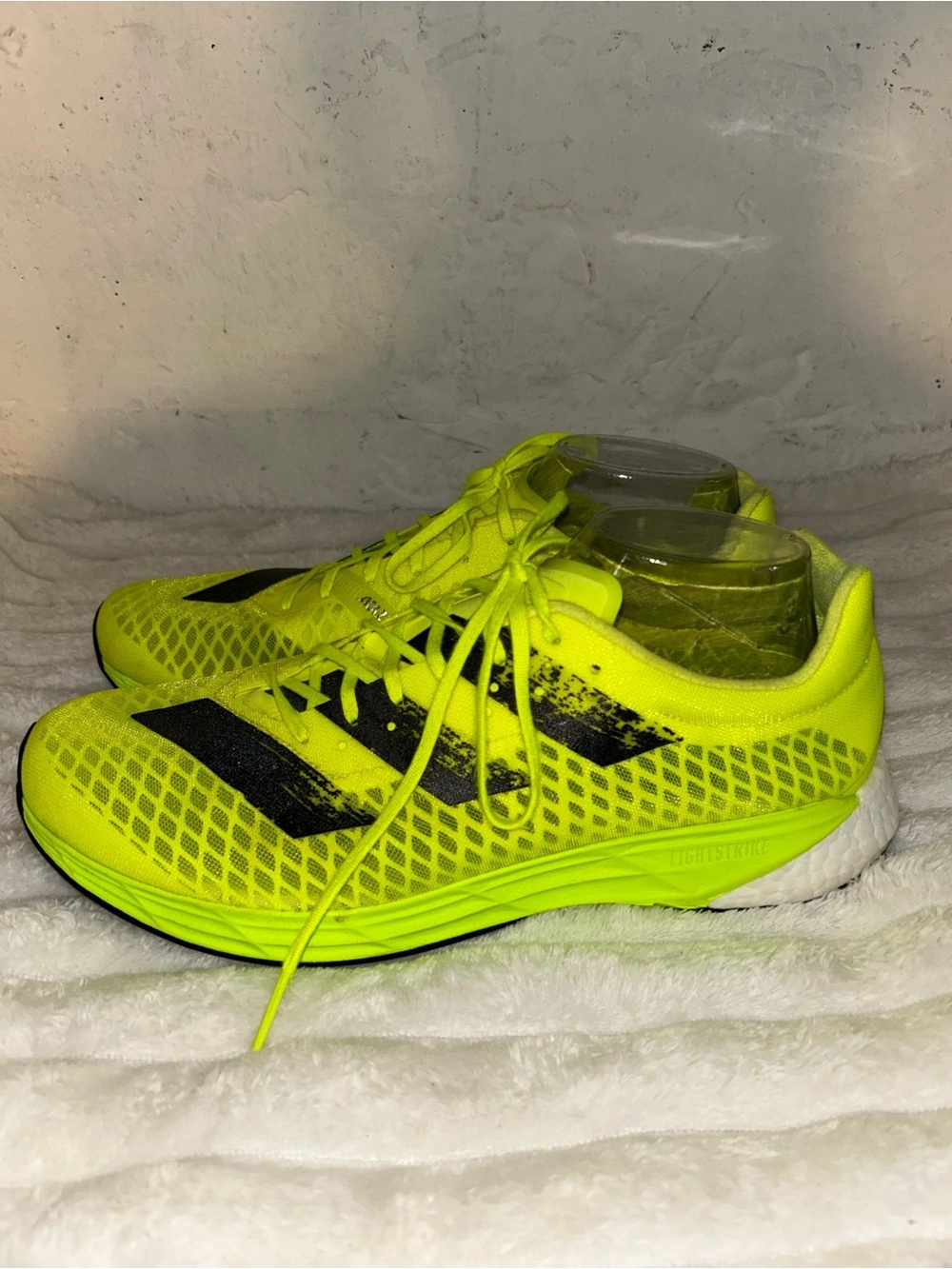 adidas adizero High-Visibility Yellow Running Sneakers with Black Accents